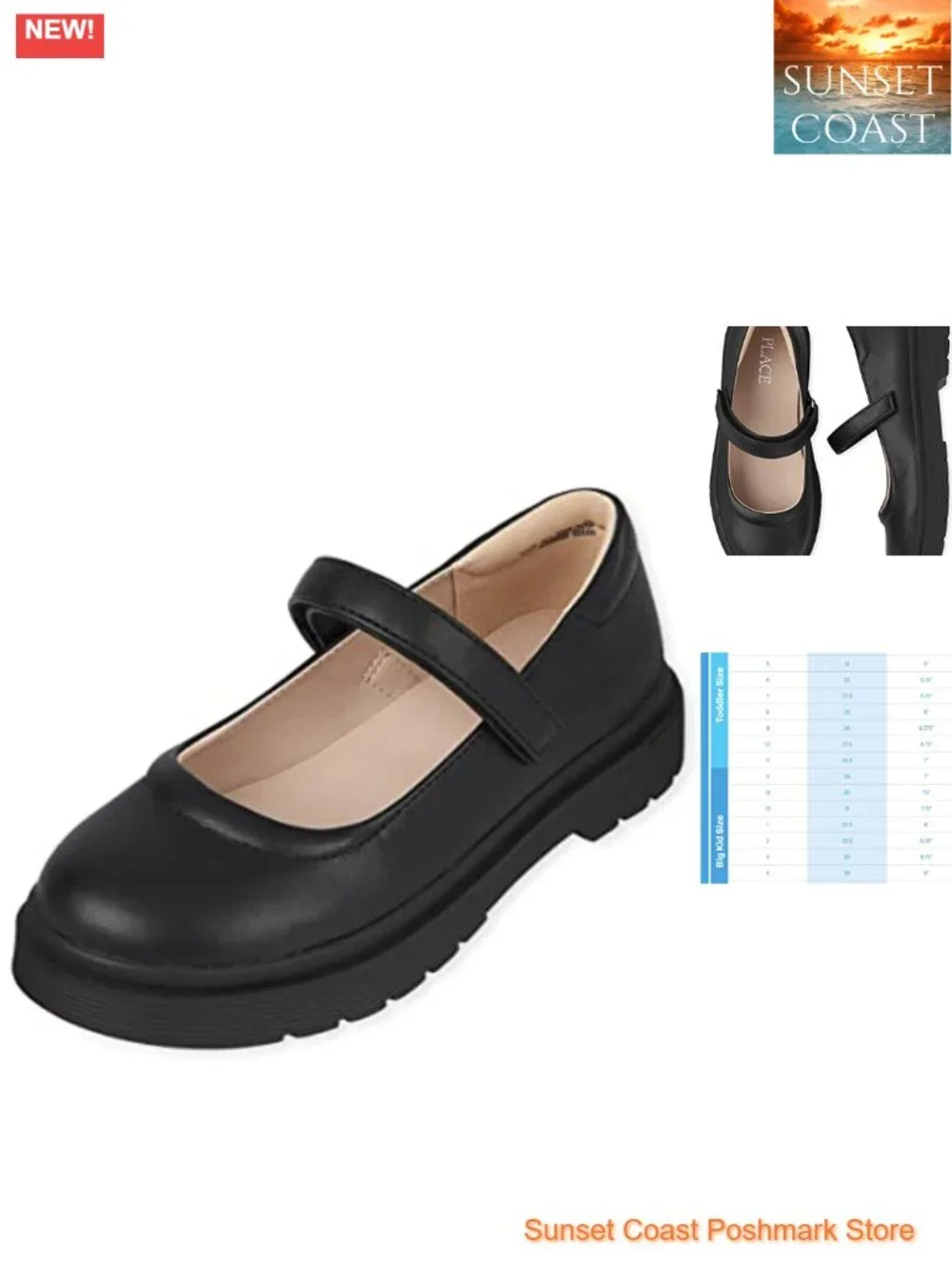 Girls Closed Toe Mary Jane Flats Faux Leather School Uniform Shoes